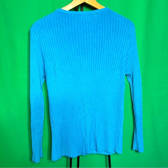 Domani Size M Buttons as Ornament Blue Women  Blouse for Every Day Long Sleeve - Picture 6 of 9